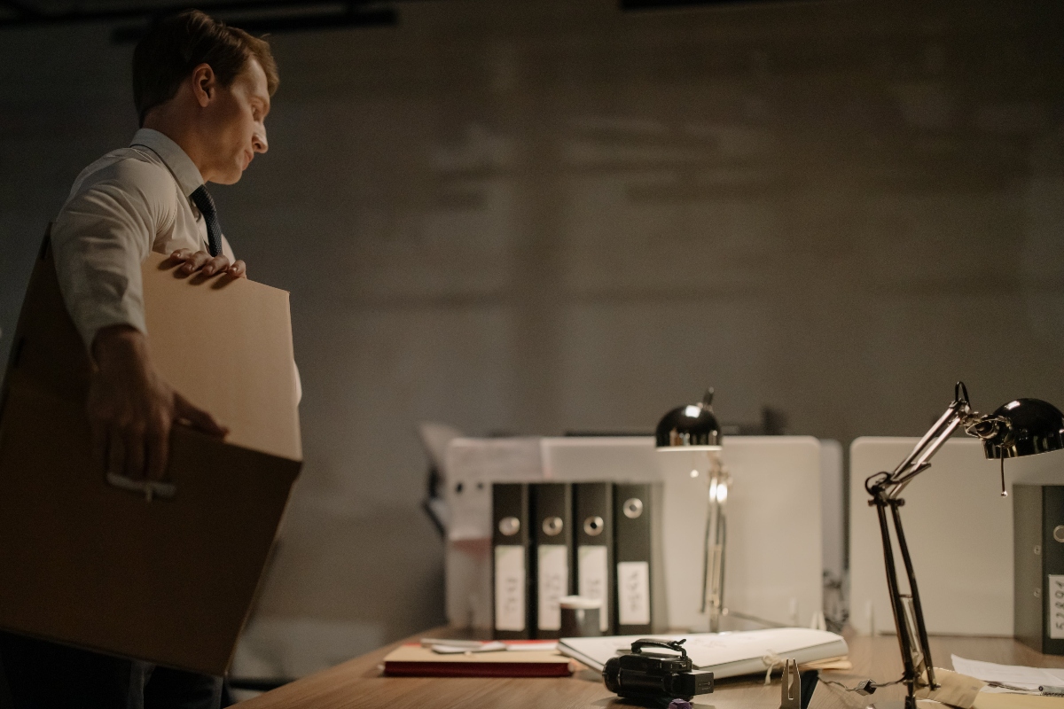 a man holding a box