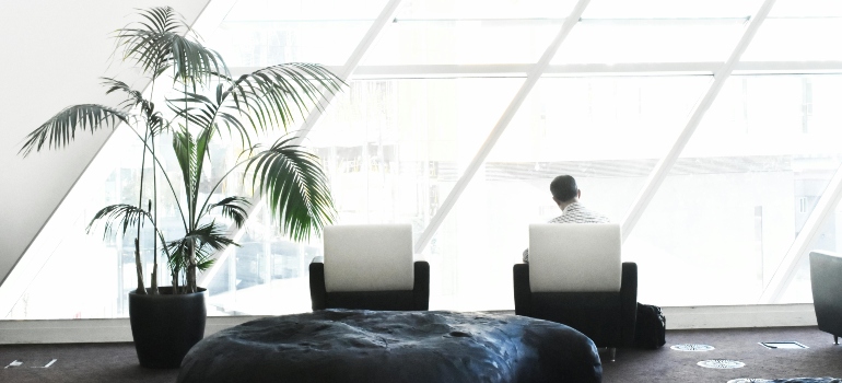 Man relaxing in the office 