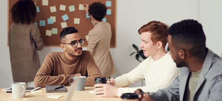 team communicating about the office move openly