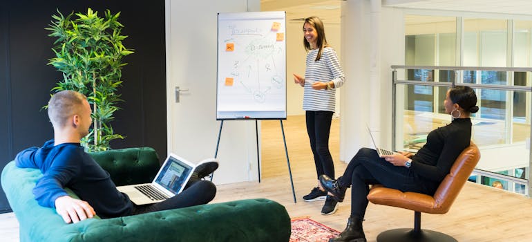 people in the office having a meeting 
