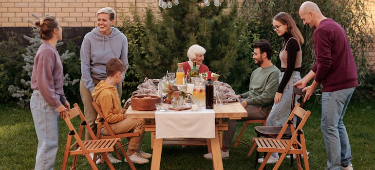 a family reunion after keeping in touch with family and friends after moving