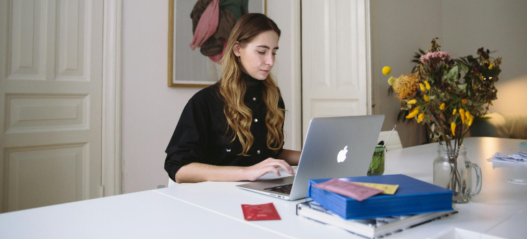 woman using a laptop