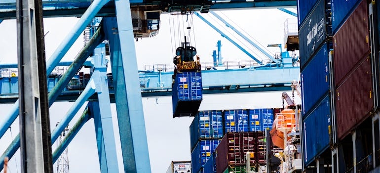 crate being unloaded from a ship