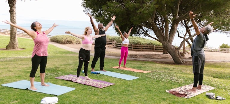 a group of seniors exercising 