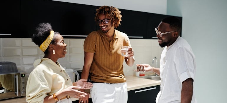 three friends talking about the 4 insights from my relocation experience